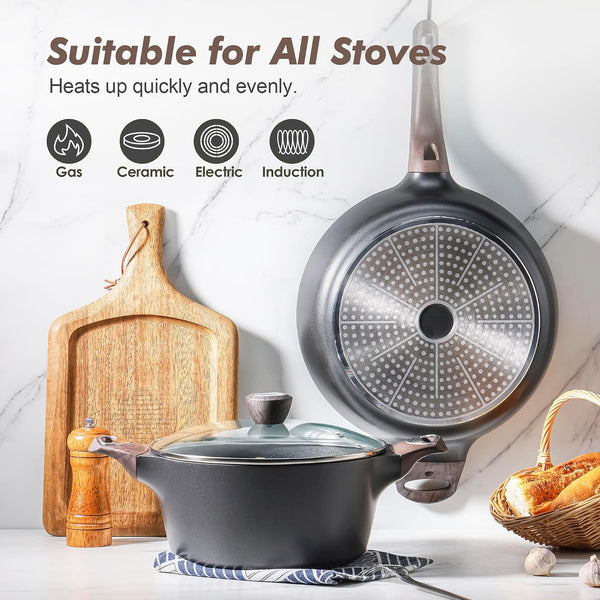 Pots and Pans Set Nonstick, 20 Pcs Induction Cookware Sets, Non-Toxic Healthy Non Stick Kitchen Cooking Set with Stay-Cool Handles, PFOA PFOS Free, Black5