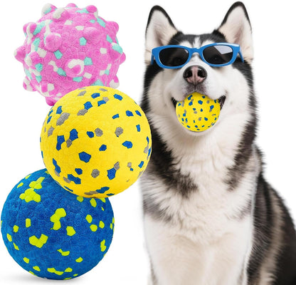 HIPPIH Indestructible Squeaky Dog Toys, Interactive Dog Balls 2 Pack, Chew Toys for Aggressive Chewers, Natural Rubber Puppy Toy for Large/Medium Dogs, Tough Puppy Teething Toy, Relieve Anxiety14