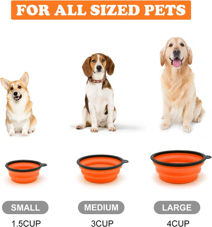 2-Pack Small Dog Travel Bowl, Collapsible Bowls for Dogs | Foldable Cat Water Bowl, Portable Pet Feeding Watering Traveling Dish (Black & Orange)4