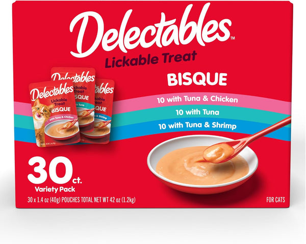 Delectables Bisque Lickable Wet Cat Treats - Chicken, Tuna & Shrimp, 12 Count11