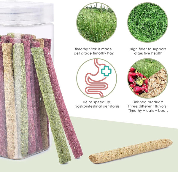 ERKOON Timothy Hay Sticks,Rabbit Chew Toys for Teeth Natural Molar Sticks Rabbits Treats for Bunnies, Chinchilla Guinea Pigs, Gerbil, Hamster (25 Pcs)6