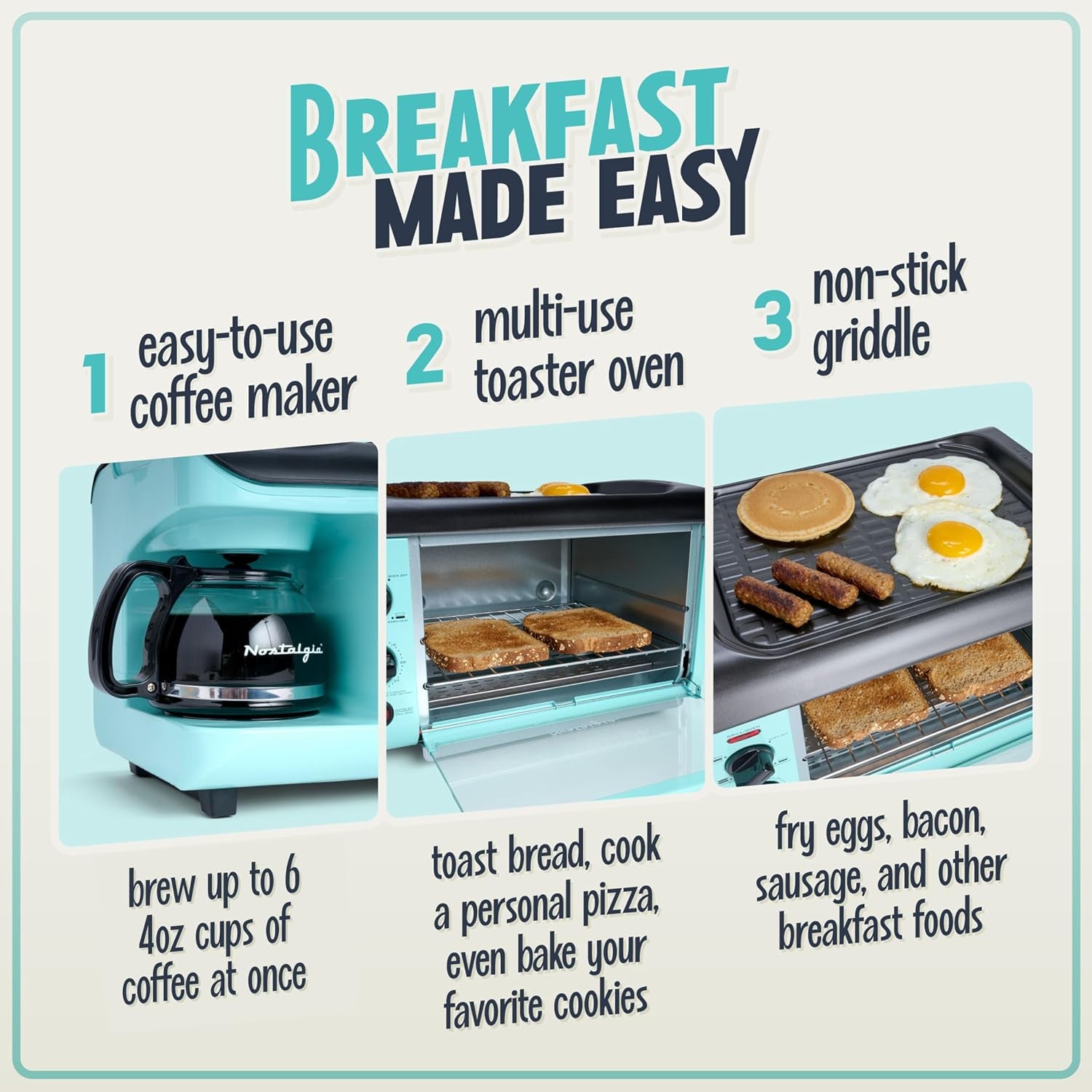3-in-1-breakfast-station-includes-coffee-maker-non-stick-griddle-and-4-slice-toaster-oven-versatile-breakfast-maker-with-timer-aqua
