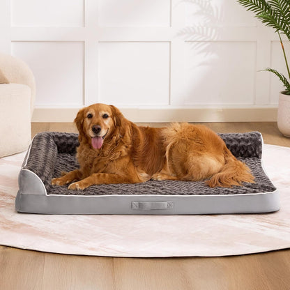 Dog Beds Large Sized Dogs, XL Orthopedic Dog Beds for Large Dogs 42"X30"X7.5", Waterproof Pet Bed with Washable Cover, L-Shaped Pet Couch with Portable Handle, Grey9