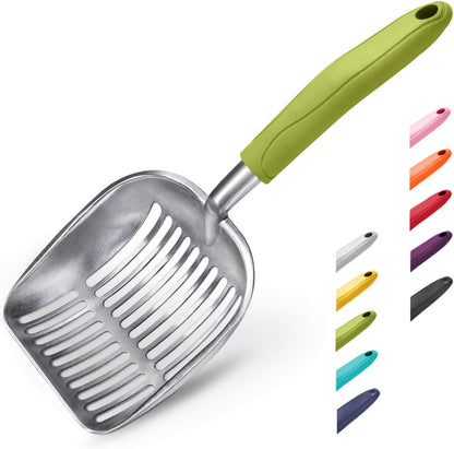 Wepet Cat Litter Scoop, Aluminum Alloy Sifter, Kitty Metal Scooper, Deep Shovel, Long Handle, Poop Sifting, Kitten Pooper Lifter, Durable, Heavy Duty, for Litter Box35