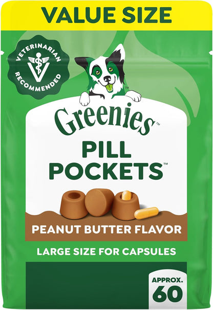 Greenies Pill Pockets Large Size Dog Treats, Peanut Butter, 15.8 Oz | Vet-Recommended, Capsule Size, Low Calorie, Odor Masking, Stress- and Mess-Free Medication Experience1