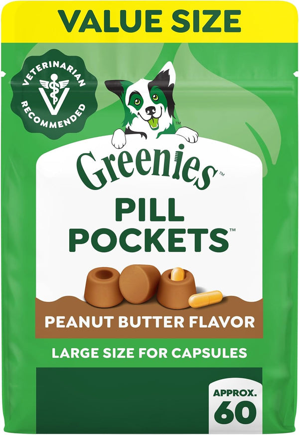 Greenies Pill Pockets Large Size Dog Treats, Peanut Butter, 15.8 Oz | Vet-Recommended, Capsule Size, Low Calorie, Odor Masking, Stress- and Mess-Free Medication Experience1