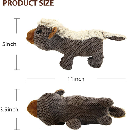 IOKHEIRA Dog Plush Toys for Aggressive Chewers, Indestructible Dog Squeaky Toys with Crinkle Paper, Durable Teething Chew Toys for Medium and Large Breed (Grey)5