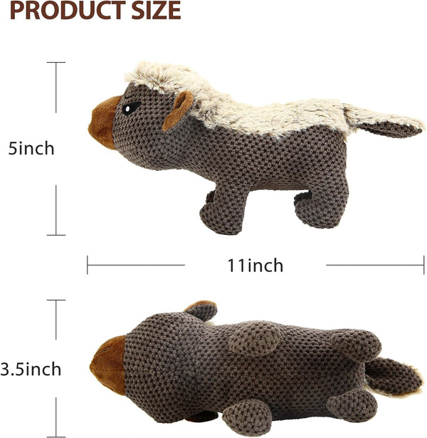 IOKHEIRA Dog Plush Toys for Aggressive Chewers, Indestructible Dog Squeaky Toys with Crinkle Paper, Durable Teething Chew Toys for Medium and Large Breed (Grey)5