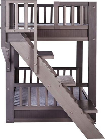 New Age Pet ECOFLEX Aspen Dog Bunk Bed in Grey, Memory Foam Cushions, Wide Stairs, Non Toxic, Easy Assembly3