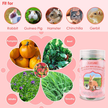 KATUMO Bunny Chew Toys, Rabbit Snacks Timothy Hay Treats for Guinea Pig | 200G / 7Oz Rabbit Chew Toys for Teeth, Natural Timothy Hay Beet Pumpkin Carrot for Hamster, Chinchilla, Small Animals4