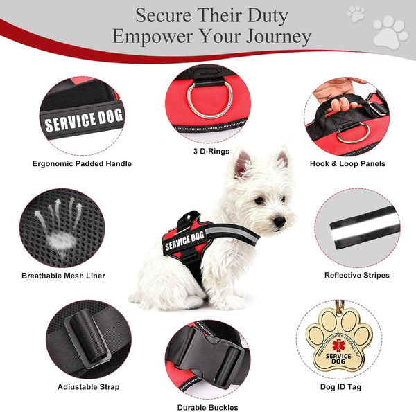 Opstin Service Dog Vest, ID Tag + 50 ADA Information Cards, Service Dog Harness in Sizes X Small to XX Large, Metal Dog Tag Has Ruggedized Clip, 2-Sided Service Animal Cards,Esa Accessory Set Small4