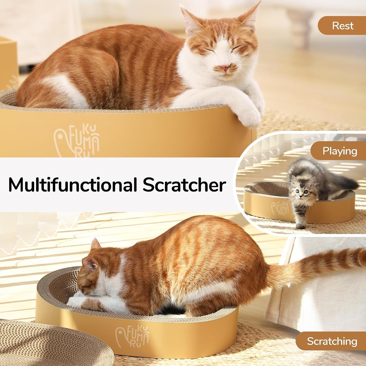 fukumaru-3pcs-cardboard-cat-scratcher-bed-durable-oval-cat-scratch-pads-round-cats-scratching-board-set-large-scratcher-box-for-indoor-cats-kitten-scratcher-bowl-couch-sofa-furniture-protector