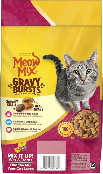 Meow Mix Gravy Bursts Dry Cat Food, 3 Lb Bag | Crunchy Cat Kibble, Gravy Filled Pieces, 100% Complete & Balanced Nutrition for Adult Cats, High Quality Protein9