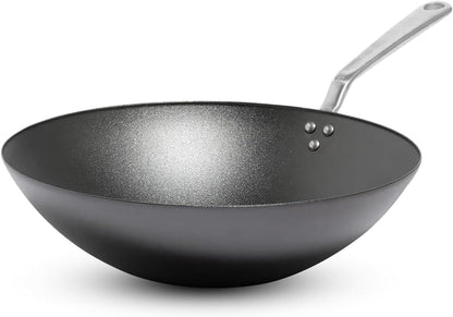 Made in Cookware - 13" Seasoned Carbon Steel Wok - Professional Cookware - Crafted in Sweden - Induction Compatible1