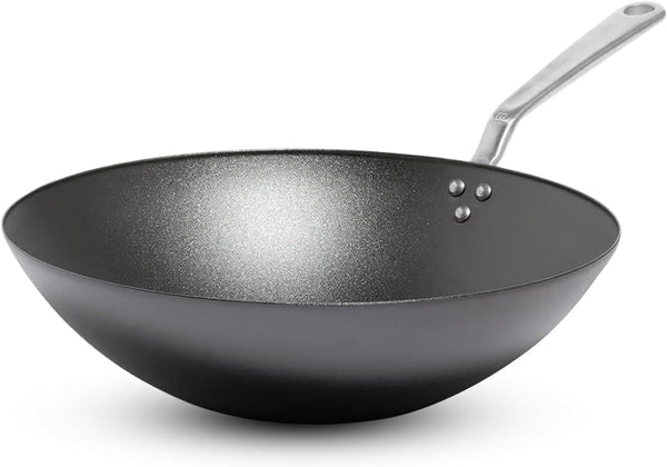 Made in Cookware - 13" Seasoned Carbon Steel Wok - Professional Cookware - Crafted in Sweden - Induction Compatible1