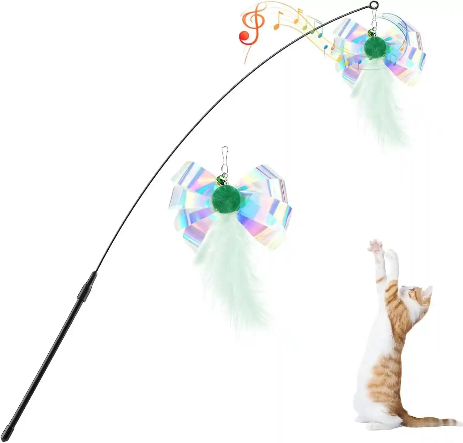 pawaboo-feather-teaser-cat-toy-interactive-wand-with-extra-long-34-5-wand-and-small-bell-fun-exerciser-playing-toy-for-kittens-or-cats-brown-feather
