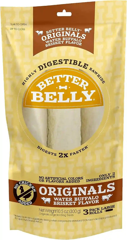 Better Belly Highly Digestible Rawhide Large Roll Chews, 3 Count (Pack of 1)15