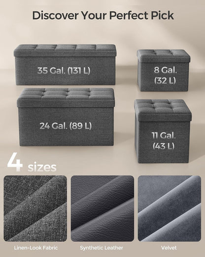 SONGMICS Mazie Collection - Small Folding Storage Ottoman, Foot Rest Stool, 12.2 X 16.1 X 12.2 Inches, 286 Lb Load Capacity, for Living Room, Bedroom, Home Office, Dorm, Dark Gray ULSF102G017