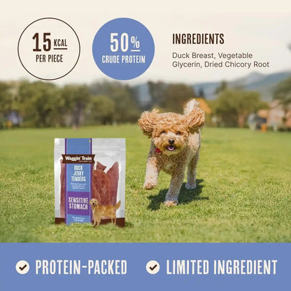 Waggin' Train Duck Jerky Dog Treats for Dogs with Sensitive Stomachs, Made with 100% Real Duck Breasts, Three All-Natural Ingredients, High Protein Dog Treat, Easily Digestible for Dogs, 12 Oz. Pouch3