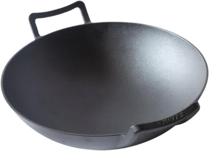 Cast Iron Wok & Skillet – 14 Inch Pre-Seasoned Nonstick Stir Fry Pan with Flat Base & Ergonomic Handles Ideal for Deep Frying, Sautéing, Grilling, & Camping Outdoor Cookware – Black2