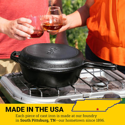 Cast Iron Combo Cooker, 3.2 Quart Deep Pot & 10.25 Inch Skillet Lid | 2-In-1 Deep Pot & Skillet Set, Dutch Oven with Skillet Lid for Sourdough, Frying & Camping, Non-Toxic, Pfas-Free8
