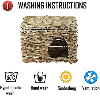 Natural Seagrass Mat Bed Hideaway Toy, Hand Woven for Rabbit Guinea Pig Chinchilla Ferret6