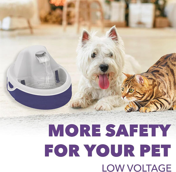 Aqua Flow Premium Pet Water Fountain - Automatic Dispenser Drinking Bowl for Cats and Dogs - Anti-Hair Drainage System - Replaceable Filters - Ideal for Multiple Pets - 52 up to 120 Fl Oz - Gray6