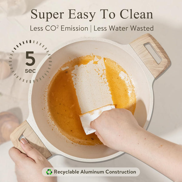 44Pcs Pots and Pans, Nonstick Cookware Sets with Bakeware | Induction Cooking Set with Kitchen Knife Set & Egg Pan, Durable, Easy Clean, Even Heating5
