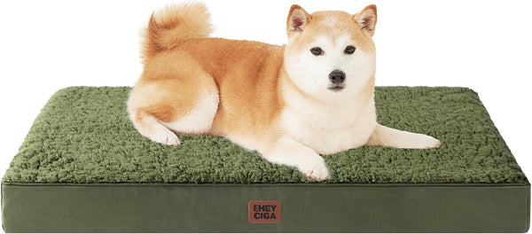 EHEYCIGA Orthopedic Dog Bed Large with Removable Washable Cover,Grey,41X27 | Egg Crate Foam Support,Durable Oxford Fabric,Non-Slip Bottom,Machine Washable,Soft Waterproof Plush Pet Bed Mat for Crate32