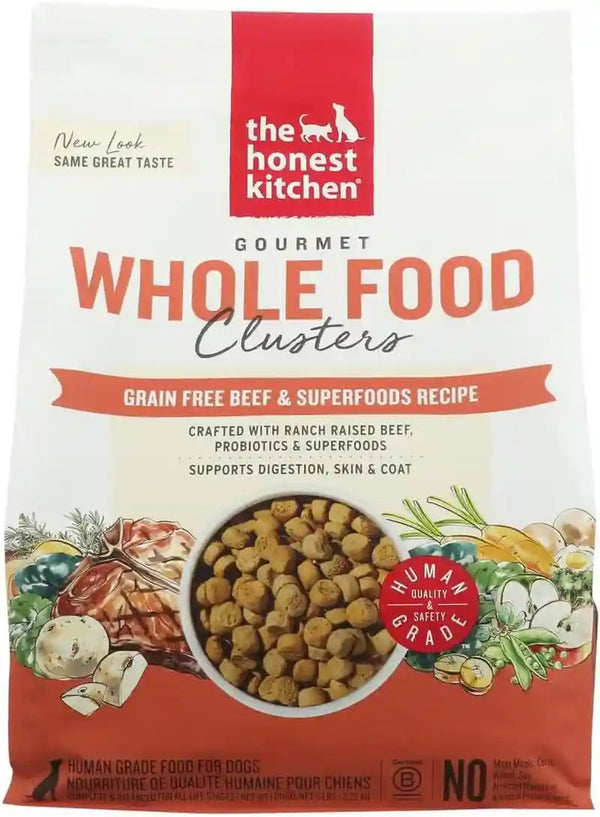 The Honest Kitchen Grain Free Beef & Superfoods Whole Food Clusters, Human Grade Dry Dog Food, Vet-Crafted Nutritional Support for Skin, Coat, Digestion & Overall Wellness, 5 Lb Bag6