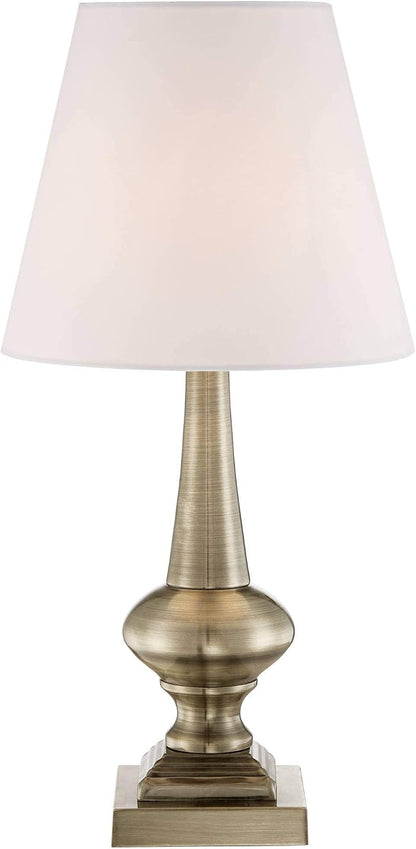 Larson 19" Small Table Lamps Set of 2 Gold Touch Antique Brass Modern | Traditional Metal Bedroom Living Room House Bedside Nightstand Office Family Home White Bell Shade5
