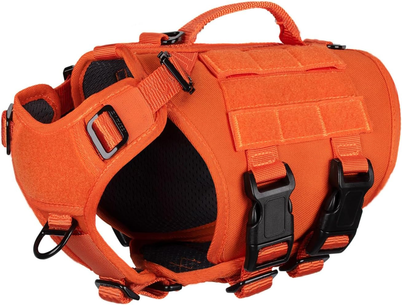 icefang-no-pull-tactical-dog-harness-for-large-dogs-adjustable-dog-vest-control-handle-molle-panel-front-hook-3-leash-clips-soft-padded-for-walking-training-pink-large
