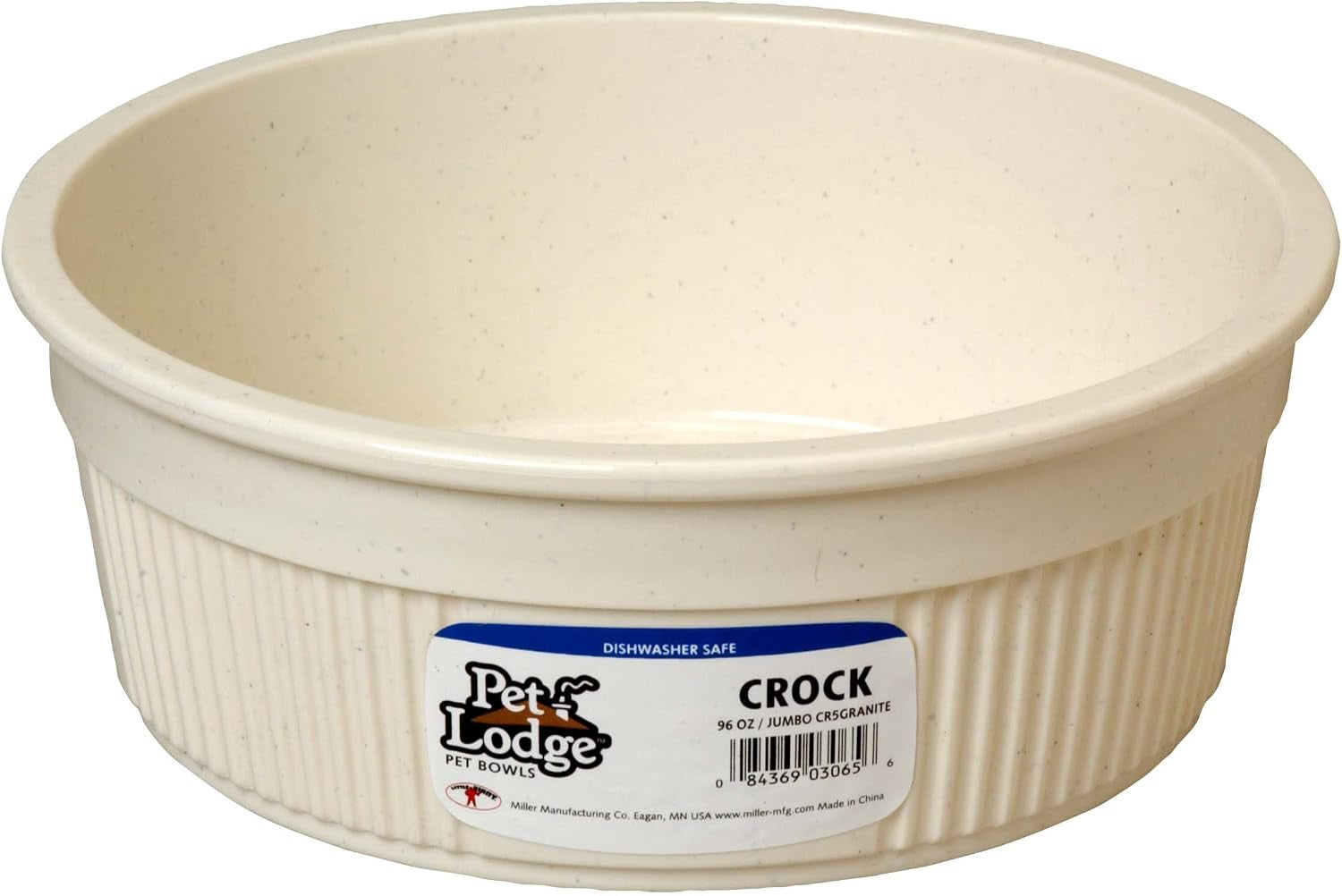 pet-lodge®-crock-pet-bowl-heavy-duty-plastic-dog-feed-water-bowl-granite-2-5-cups-medium