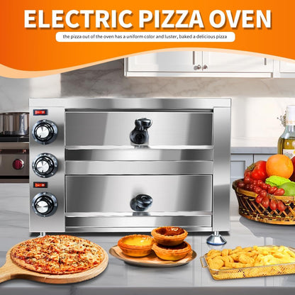 YOOKTEN Electric Countertop Pizza Oven Indoor Commercial Pizza Maker Machine for Home Stainless Steel 2-Tier Pizazz Pizza Oven,1100W, Silver6