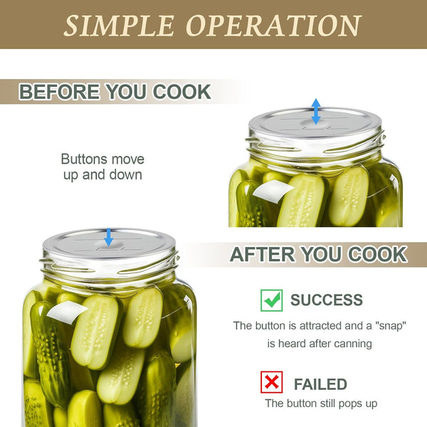 200 Pack Regular Mouth Canning Lids, 70Mm/2.76 in Mason Jar Replacement Caps for Ball & Kerr Jars, Split-Type Metal Closures with Food-Grade Silicone Seal, Airtight Leak-Proof3