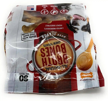 Nylabone Beef Broth Bones for Dogs, 60 Count, 2.6 Lbs6