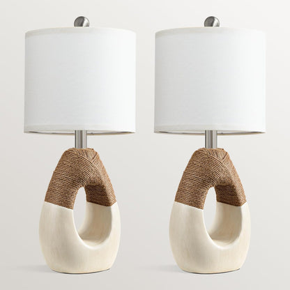 19'' Small Boho Table Lamps for Bedroom Set of 2, Farmhouse Rattan Bedroom Lamps for Living Room Rustic Home Decor, Nightstand Bedside Lamps for Sofa Table Entry Way, Suitable for Small Places9