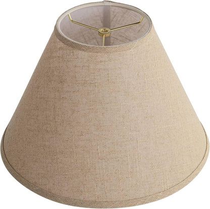 Pre-Assembled Sela Fine Large Burlap Empire Shade 6.5X15X10.75 (Spider) | 6.5" Top X 15" Bottom X 10" High X 10.75" Slant Replacement for Table Lamps Harp + Finial9
