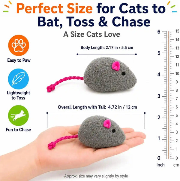 20-Pack Catnip Mouse Toys - Assorted Colors, Plush Mice with Catnip, Interactive Cat Toys for Indoor Kittens & Adults, Durable Cat Teaser Set4