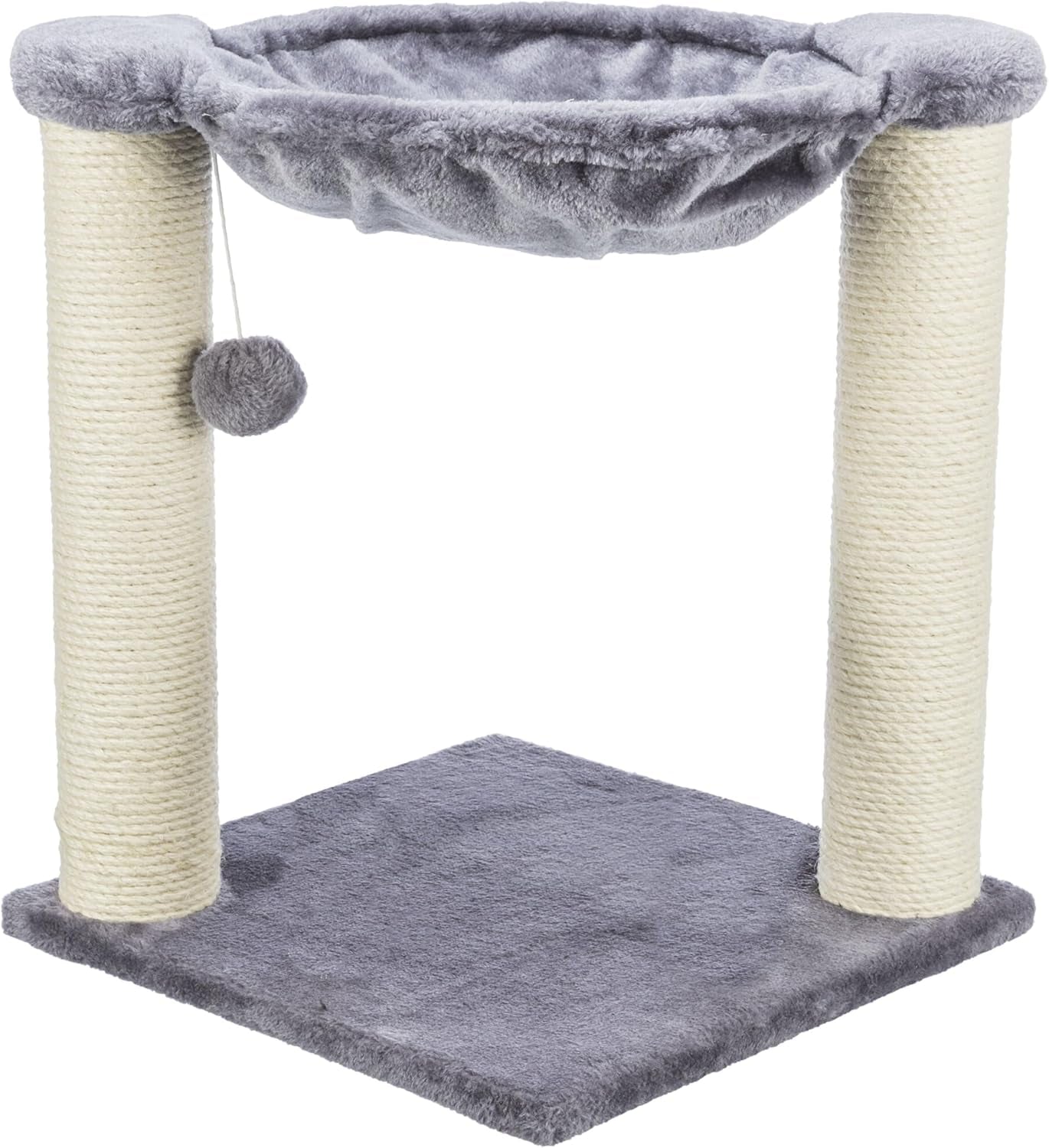 trixie-baza-xxl-cat-scratching-posts-indoor-cat-furniture-with-plush-hammock-jute-scratcher-posts-and-dangling-toy-ball-18-1-l-x-18-1-w-x-19-7-h-cream