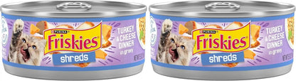 Purina Friskies Shreds Turkey and Cheese Dinner in Gravy High Protein Wet Cat Food - (Pack of 24) 5.5 Oz. Cans11