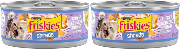 Purina Friskies Shreds Turkey and Cheese Dinner in Gravy High Protein Wet Cat Food - (Pack of 24) 5.5 Oz. Cans11