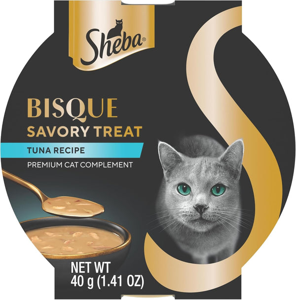 Sheba Bisque Cat Treats & Food Toppers, Variety, 1.4 Oz, 8 Count, 2-Pack | Grain-Free, Chicken & Tuna Recipes, Low-Calorie, Protein-Rich, Hydration Support, No Fillers/Artificial Flavors, 1.4 Oz Bowls10
