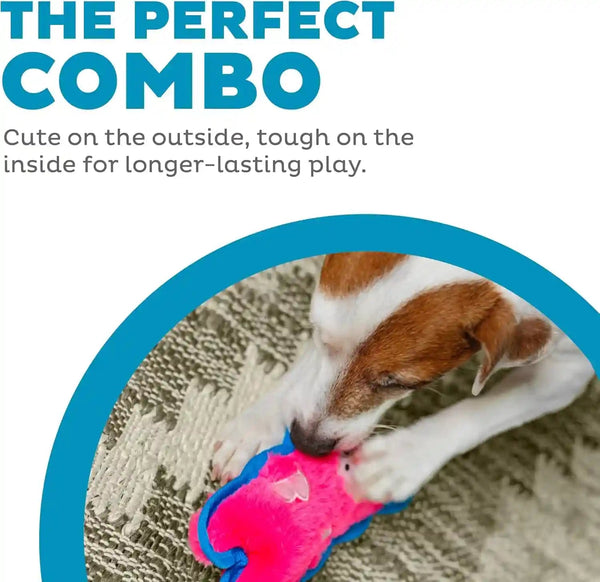 Outward Hound Durablez Minis – Squeaky Plush Dog Toy, No Stuffing for Less Mess, Interactive & Tough, Jumbo Squeaker, Puppies & Small Dogs, Pig, 6.8"2