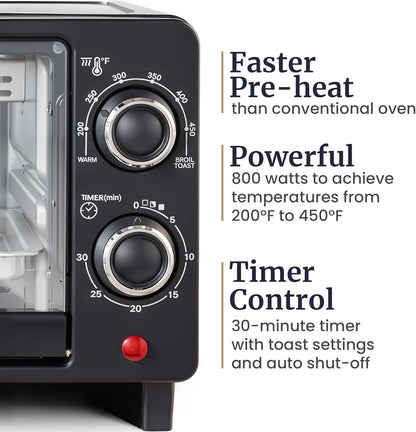 ETO490 9L/4-Slice Oven, 30-Min Timer, Adj. Temp, Black | Includes Baking Pan & Wire Rack - Bake, Broil & Toast Functions for Dorms and Rvs - Countertop Design4