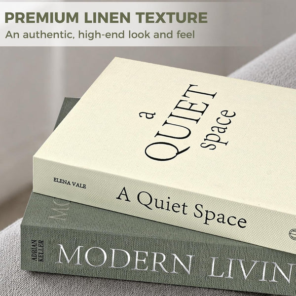 Decorative Books for Home Decor, Set of 3 Stackable Fake Books for Coffee Table Bookshelf Decor, Modern Aesthetic Decorative Book for Home Living Room Bedroom Office Decoration, Sage Green4