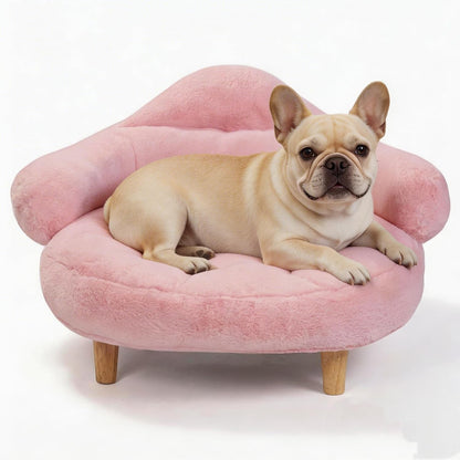Veehoo Elevated Dog Couch Bed, Cute Dog Sofa Bed for Small Medium Dogs, Raised Dog Bed with Washable Cover and Sturdy Wood Legs, Modern Indoor Pet & Puppy Beds with Frame and Soft Cushion, Light Pink1