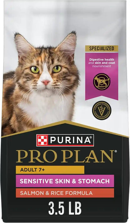 Purina Pro Plan Sensitive Skin and Stomach Senior Cat Food Salmon and Rice Formula - 3.5 Lb.1