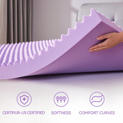 2 Inch Egg Crate Memory Foam Mattress Topper Twin Size, Soft Mattress Pad for Back Pain Relief, Bed Topper, Certipur-Us Certified4
