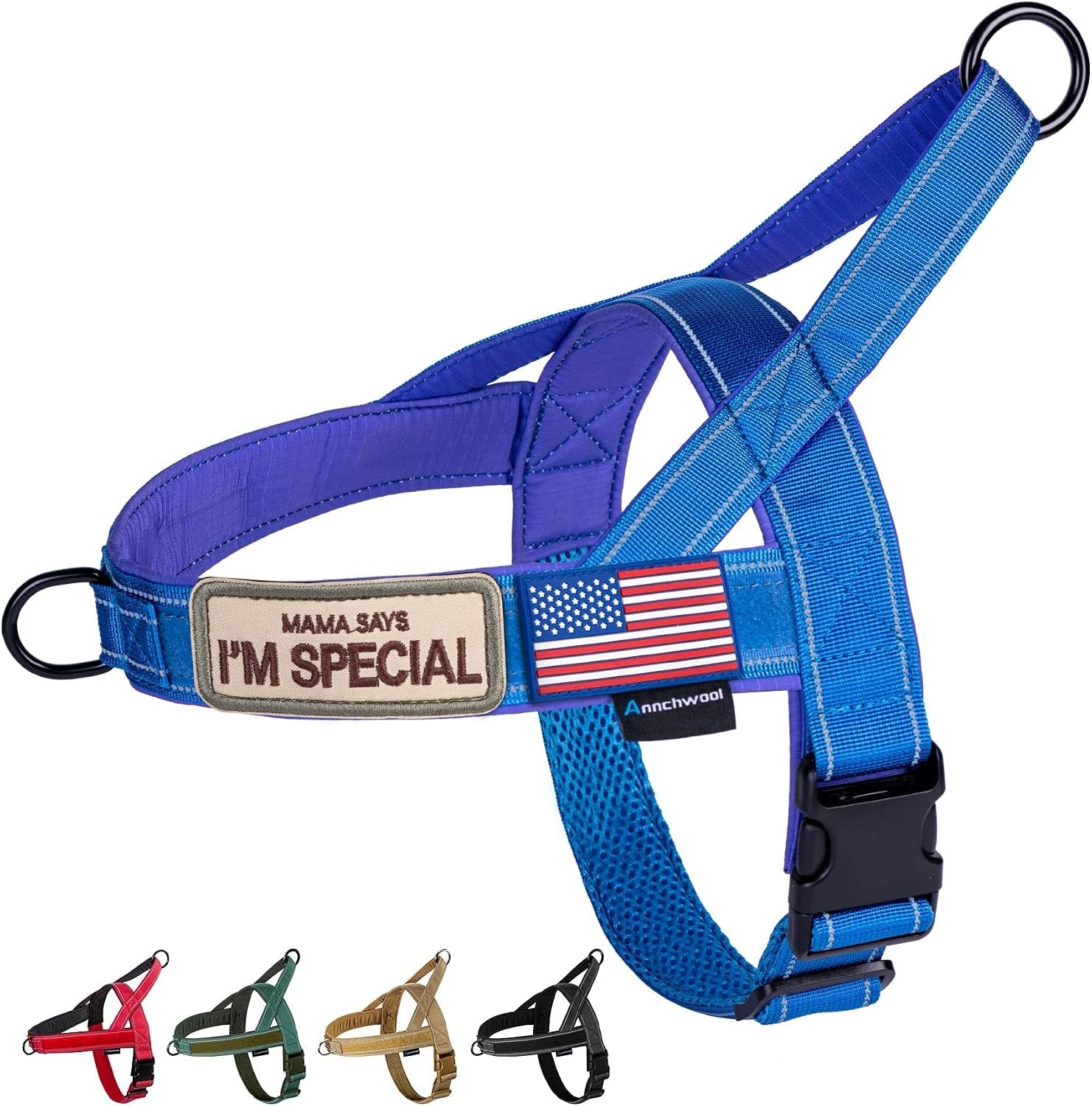 annchwool-no-pull-dog-harness-with-soft-padded-handle-reflective-strip-escape-proof-and-quick-fit-to-adjust-dog-harness-easy-for-training-walking-for-small-medium-and-large-dogsbrown-l